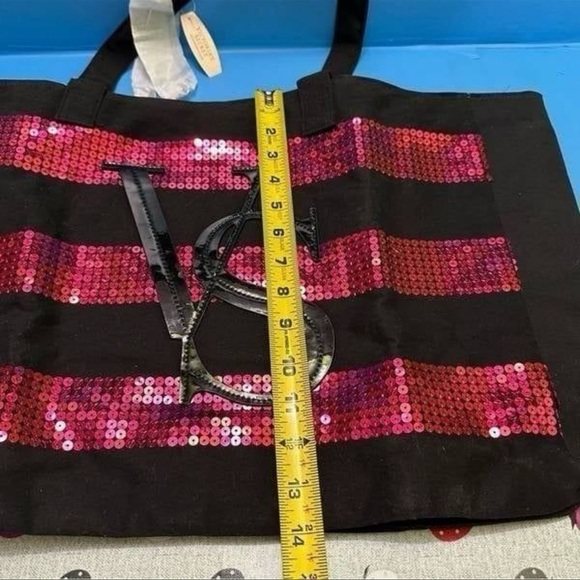 Victoria's Secret Black and Pink Striped Sequin Tote - Picture 9 of 9